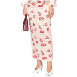 Bernadette Floral Skirt with Red and Pink Accents
